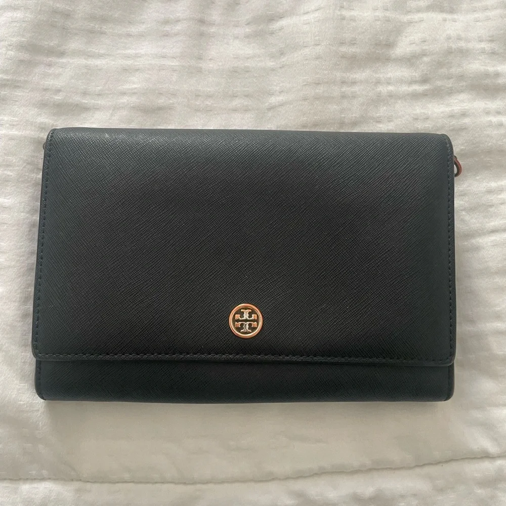 Tory Burch Black Wallet with Gold Logo